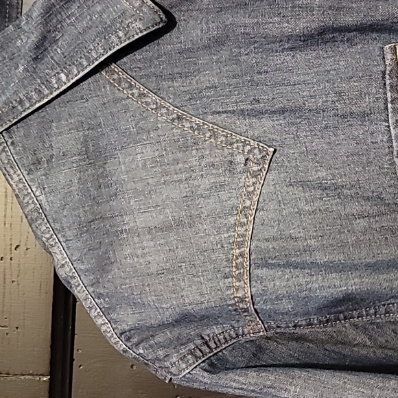 Wrangler Retro Premium Denim Snap up Shirt XXL Blue Like New - Picture 5 of 6
